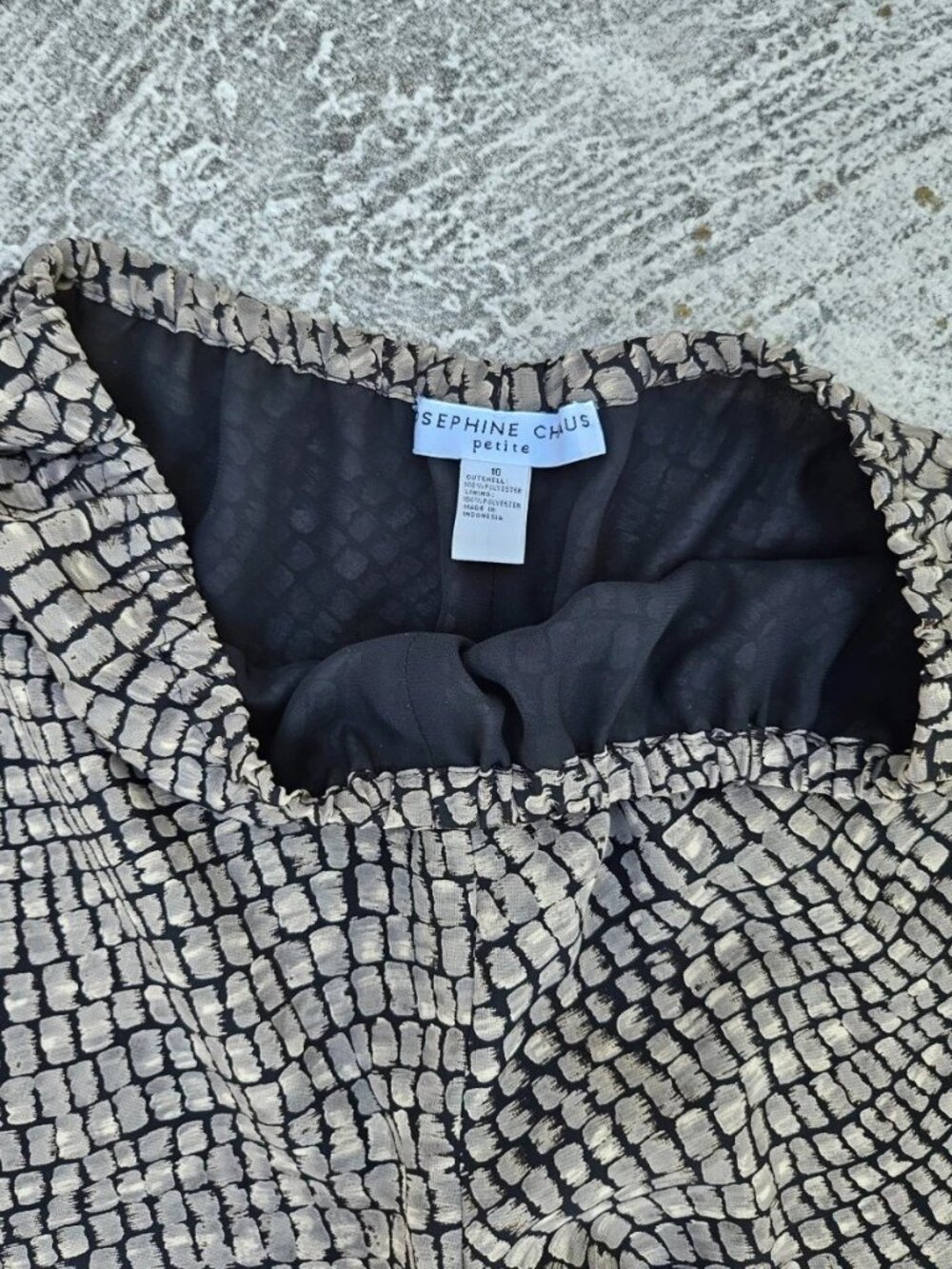 Josephine Chaus Petite Women Dress Pants Black Tan Lined Snakeskin Pull On 10 - Picture 8 of 9